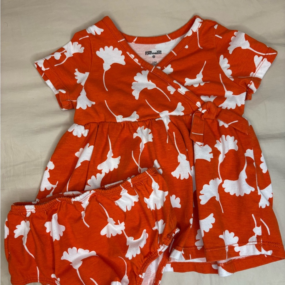 Diane Von Furstenberg Orange and White Baby Top